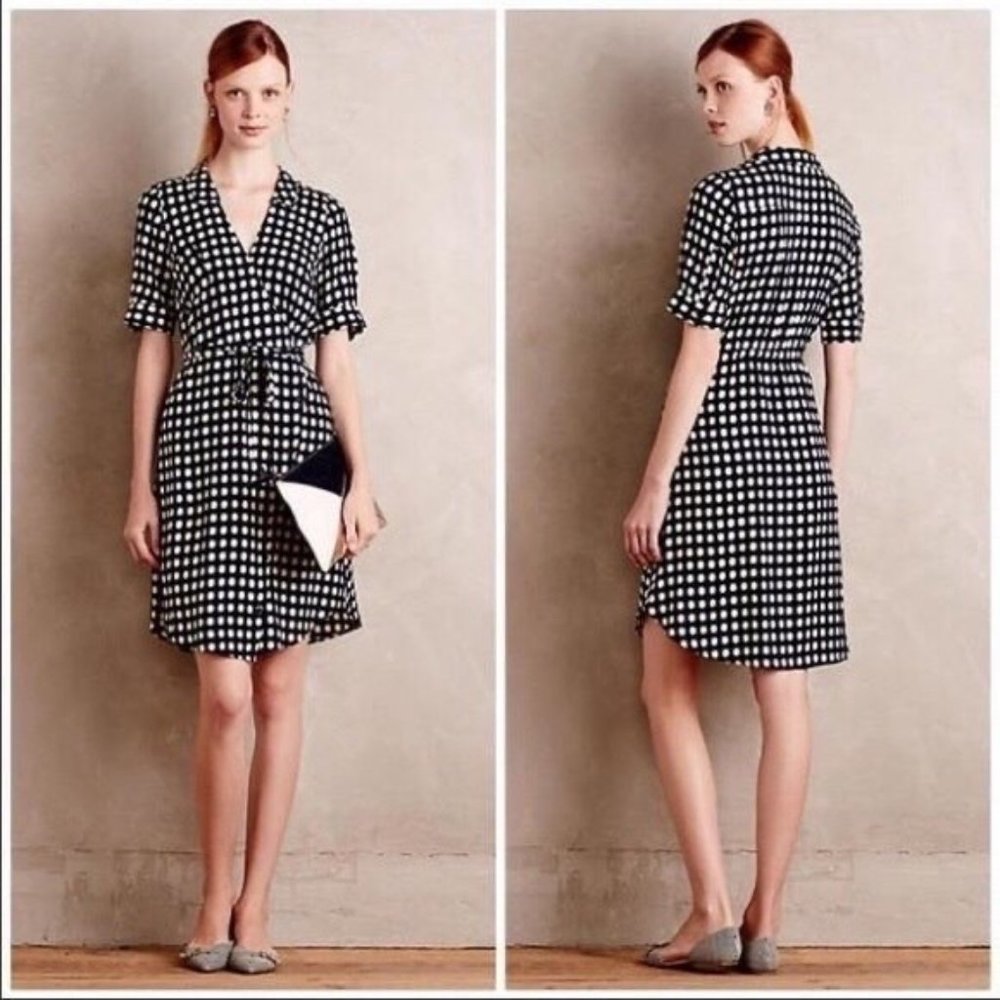 11.1 Thylo Cortland Navy Print Patterned Shirt Dress M